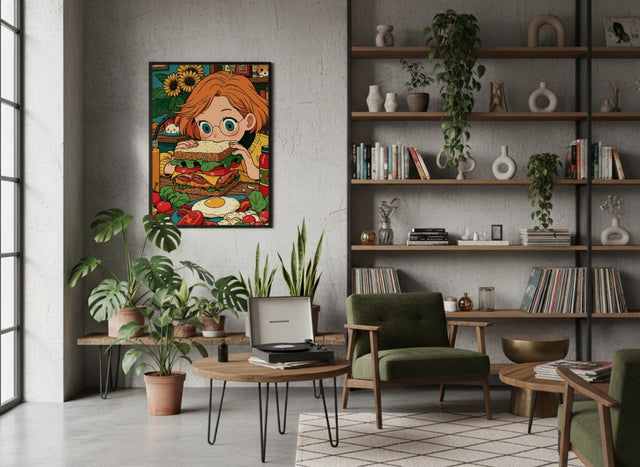 Big Bite framed art in a modern living room