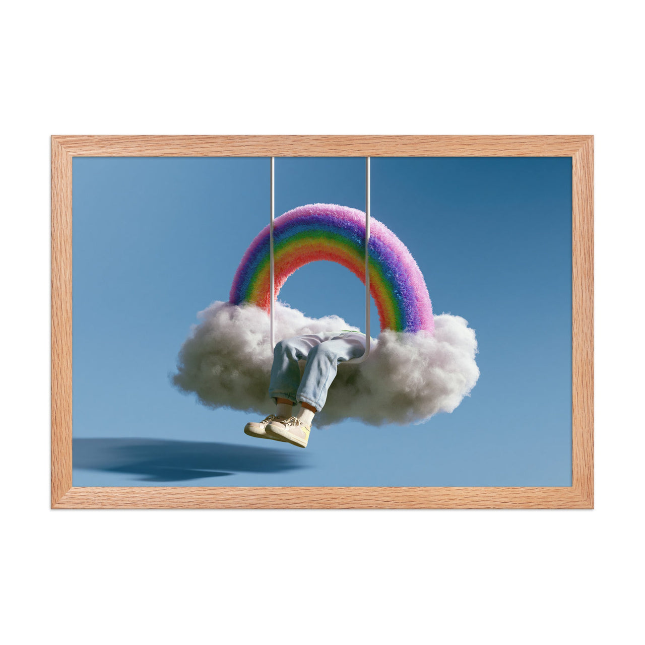 Cloud Nine framed art in red oak frame, 12×18 inches