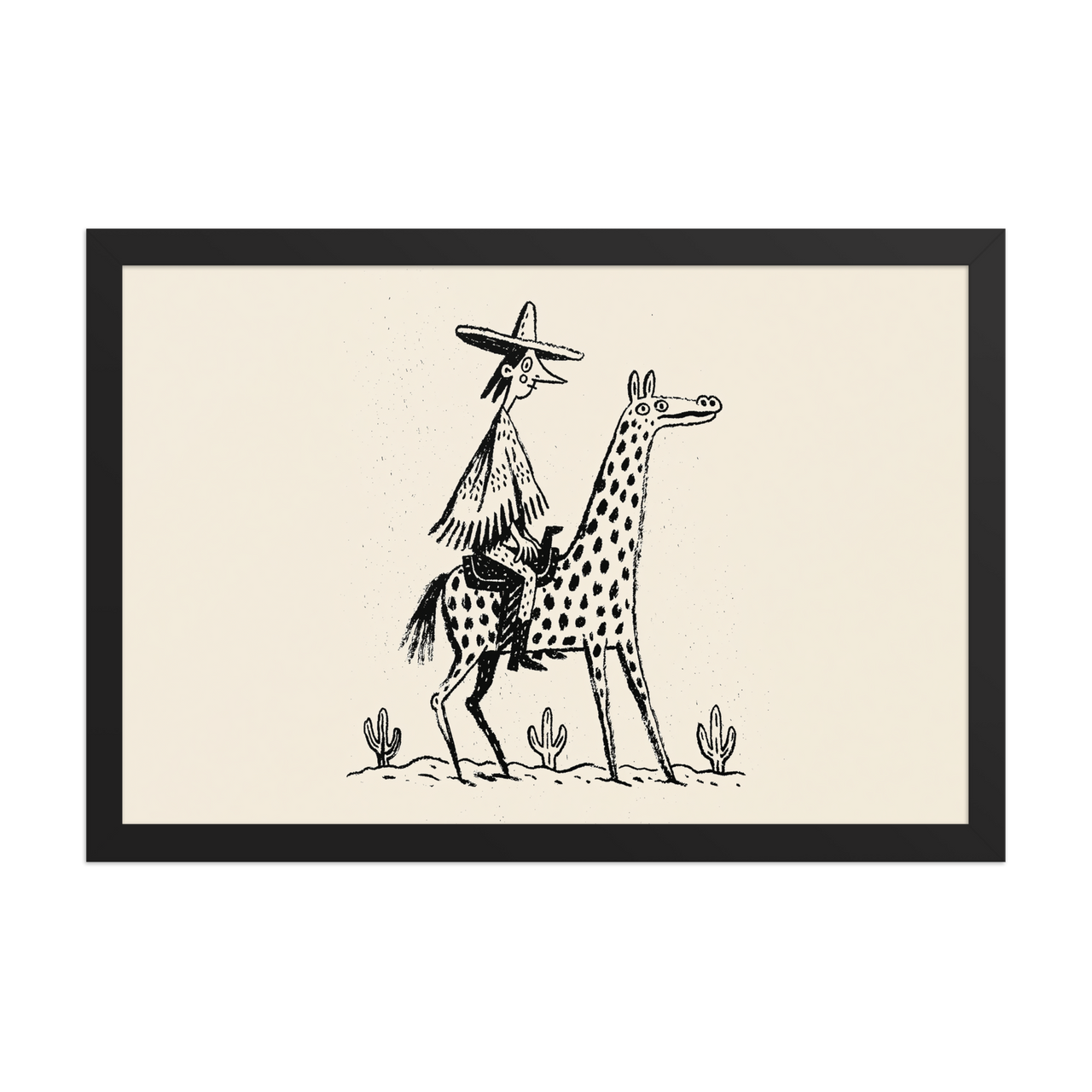 Desert Rider framed art in black frame, 12×18 inches