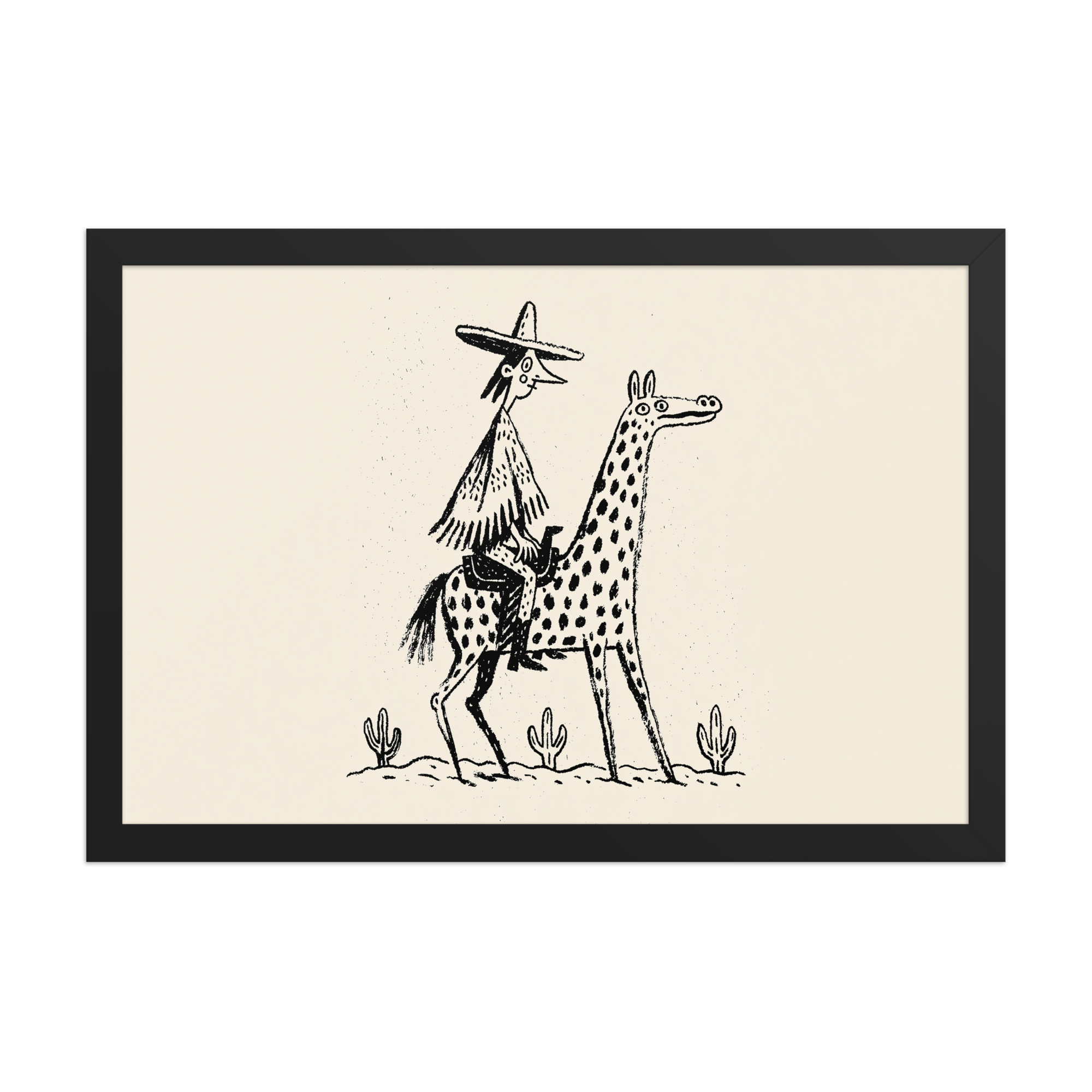 Desert Rider framed art in black frame, 12×18 inches