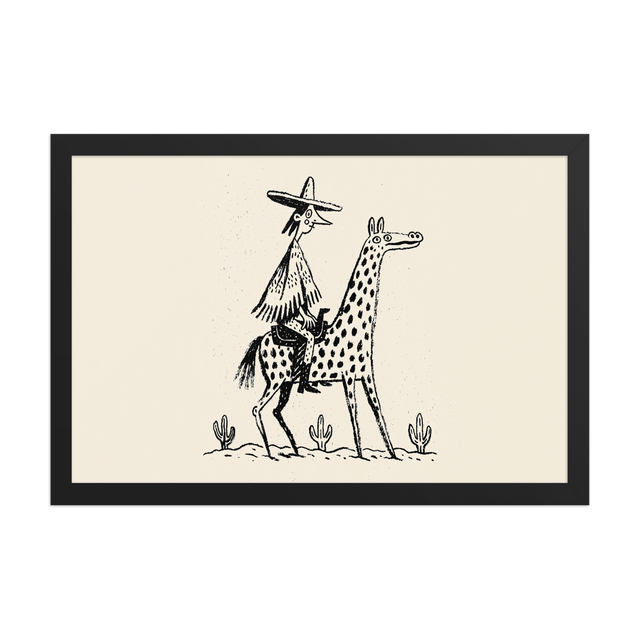 Desert Rider framed art in black frame, 12×18 inches
