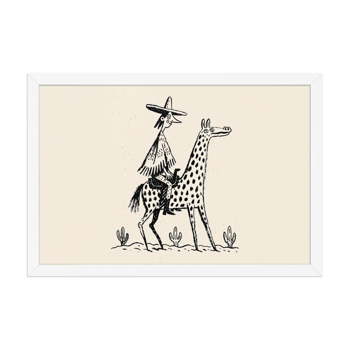 Desert Rider framed art in white frame, 12×18 inches