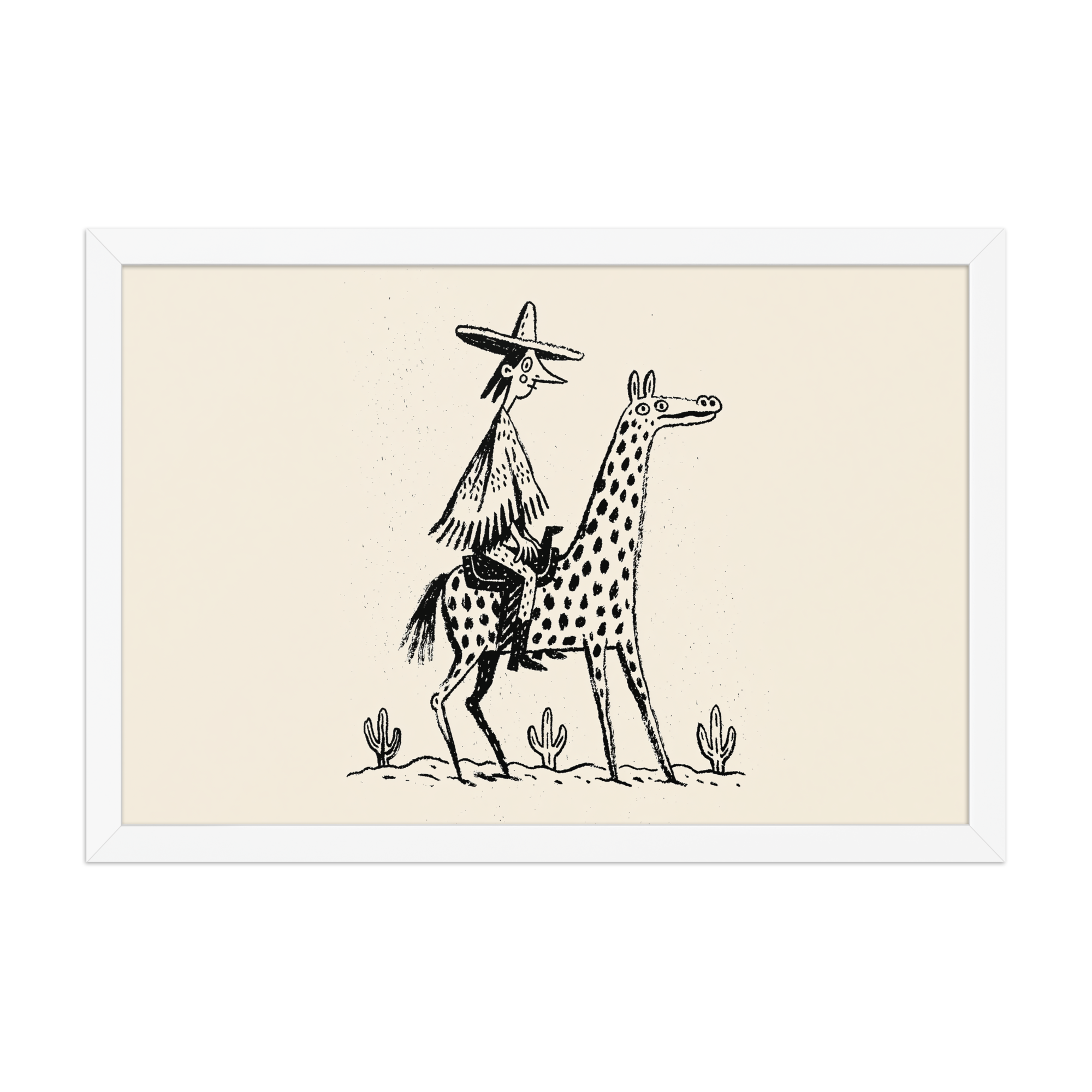 Desert Rider framed art in white frame, 12×18 inches