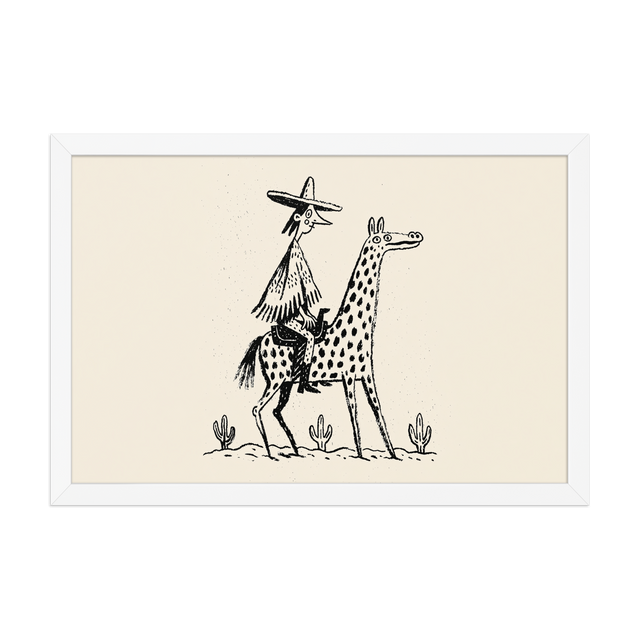 Desert Rider framed art in white frame, 12×18 inches