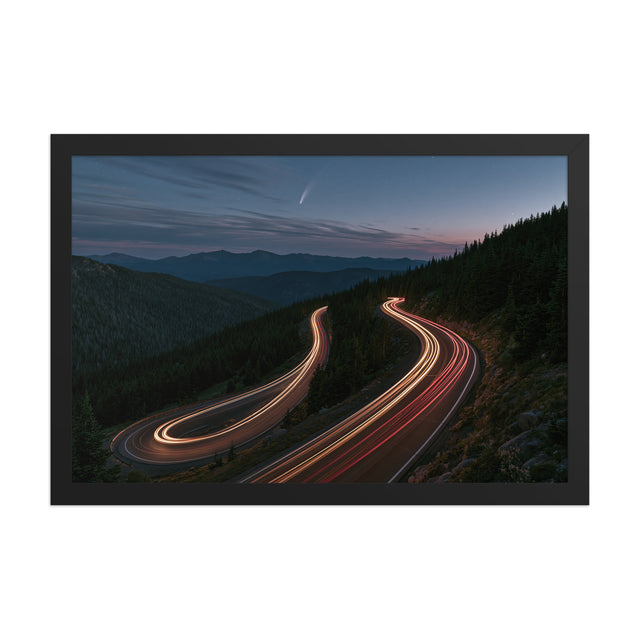 Night Drive framed art in black frame, 12×18 inches