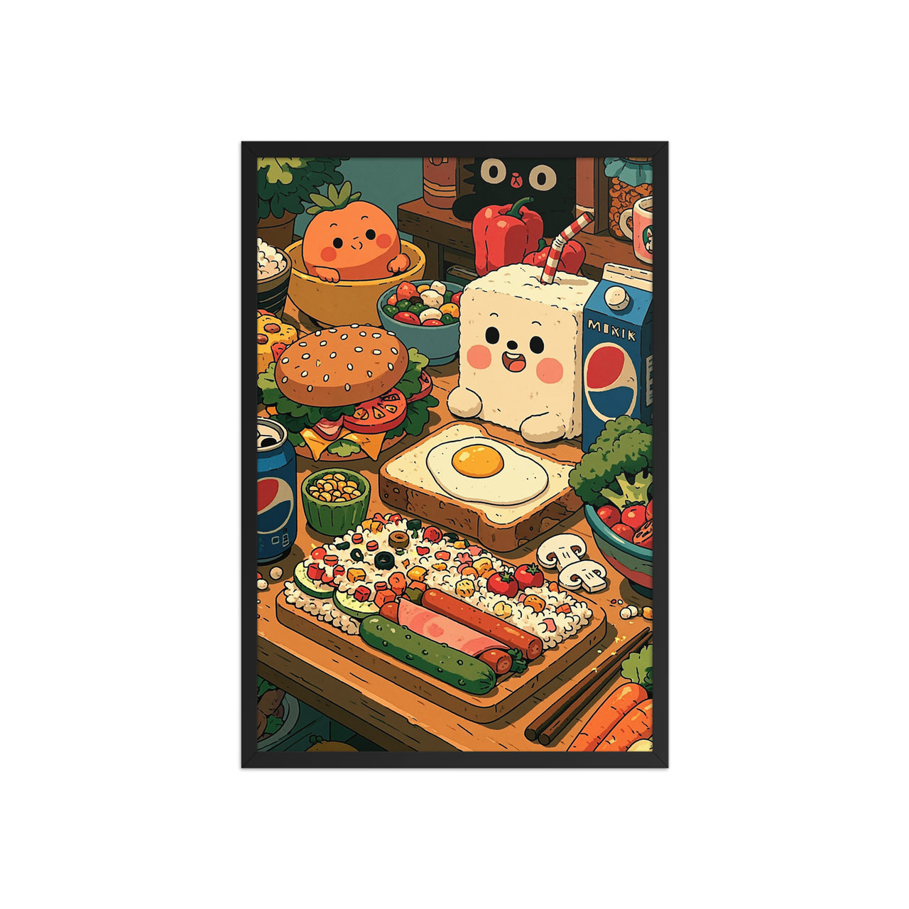 Second Breakfast framed art in black frame, 20×30 inches