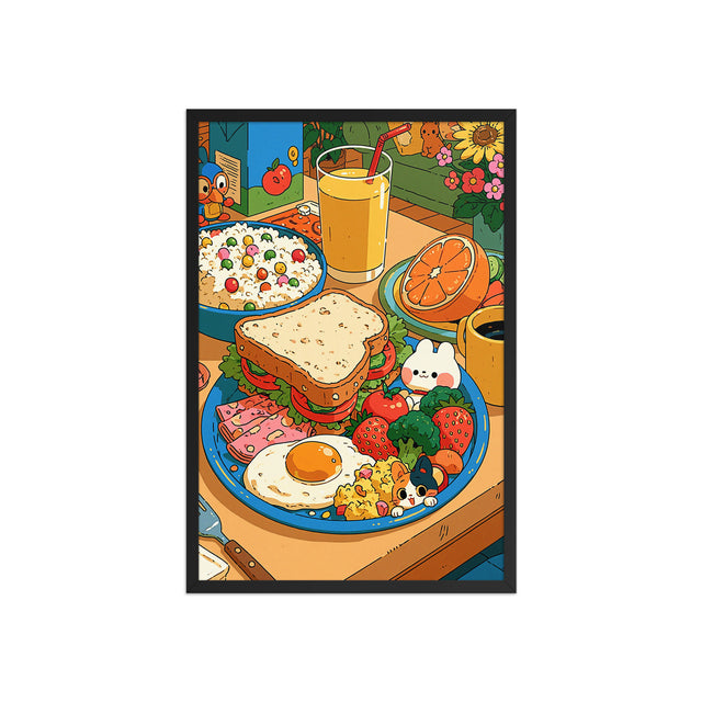 Breakfast Spread framed art in black frame, 20×30 inches