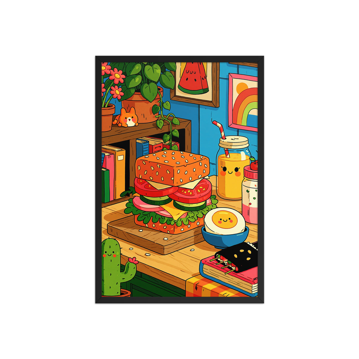 Lunch Break framed art in black frame, 20×30 inches