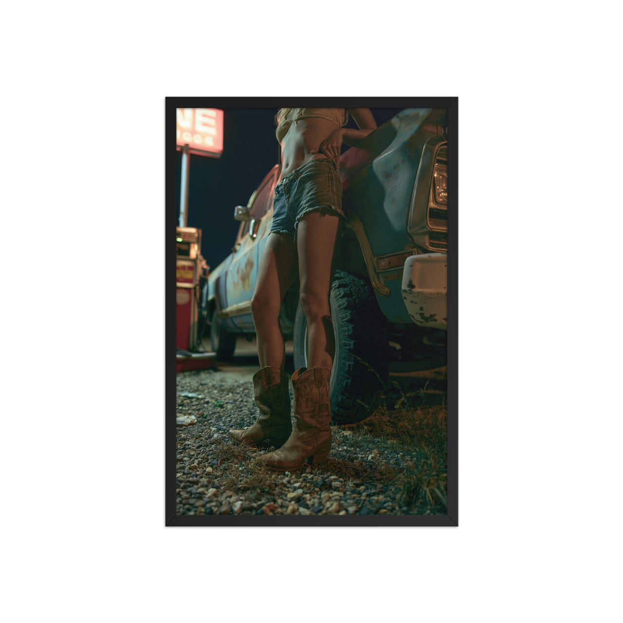 Night Stop framed art in black frame, 20×30 inches