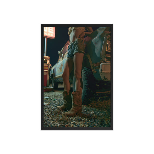 Night Stop framed art in black frame, 20×30 inches