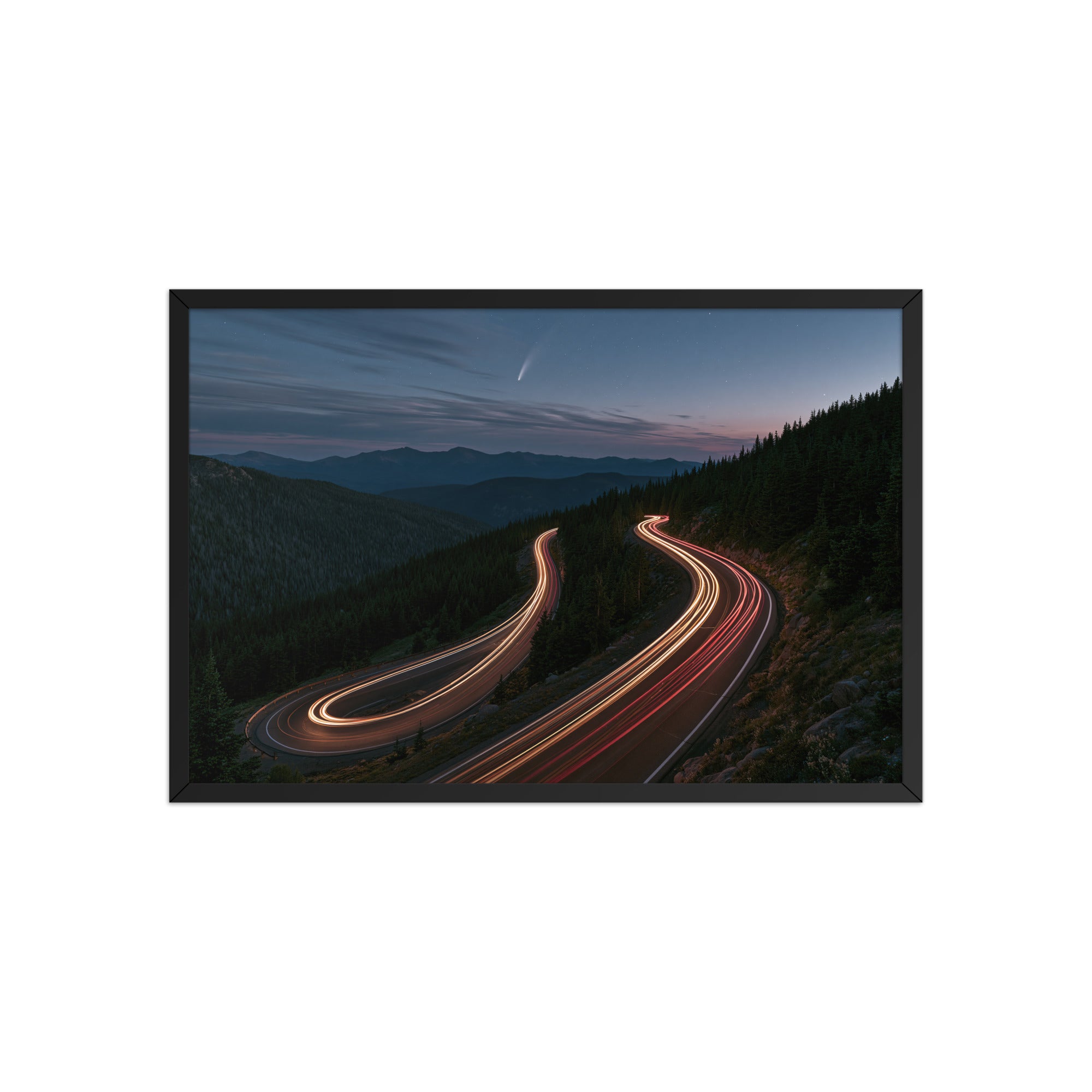Night Drive framed art in black frame, 20×30 inches