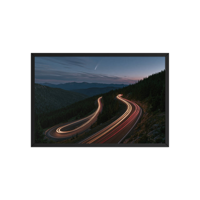 Night Drive framed art in black frame, 20×30 inches