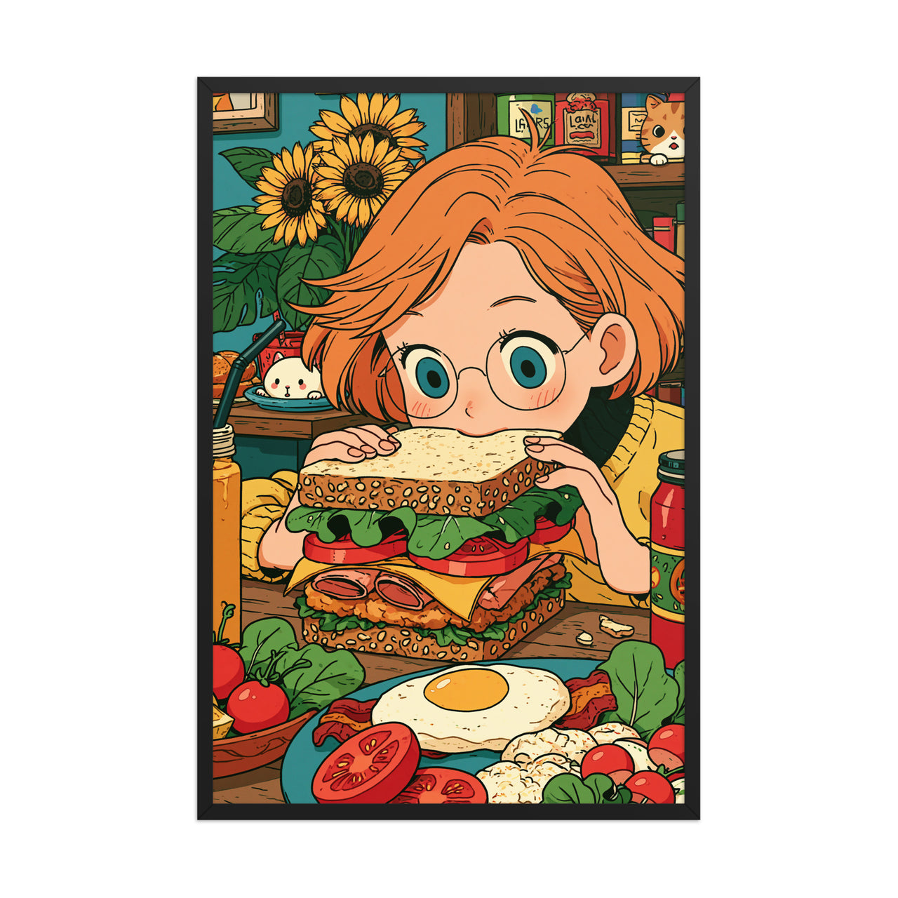 Big Bite framed art in black frame, 24×36 inches