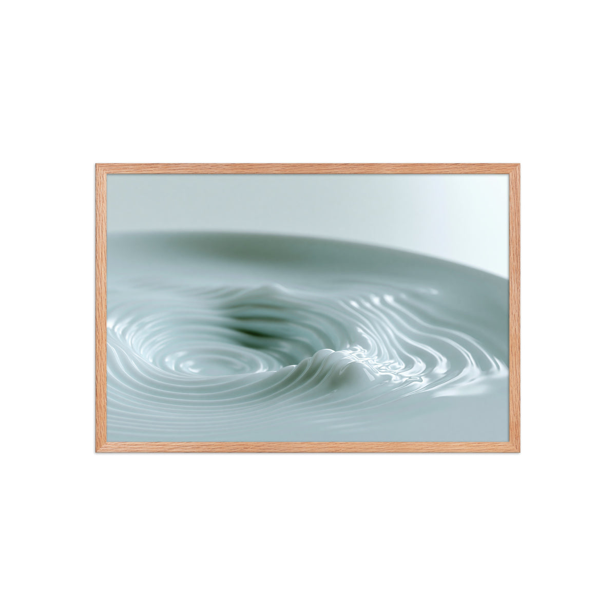 Still Water framed art in red oak frame, 20×30 inches