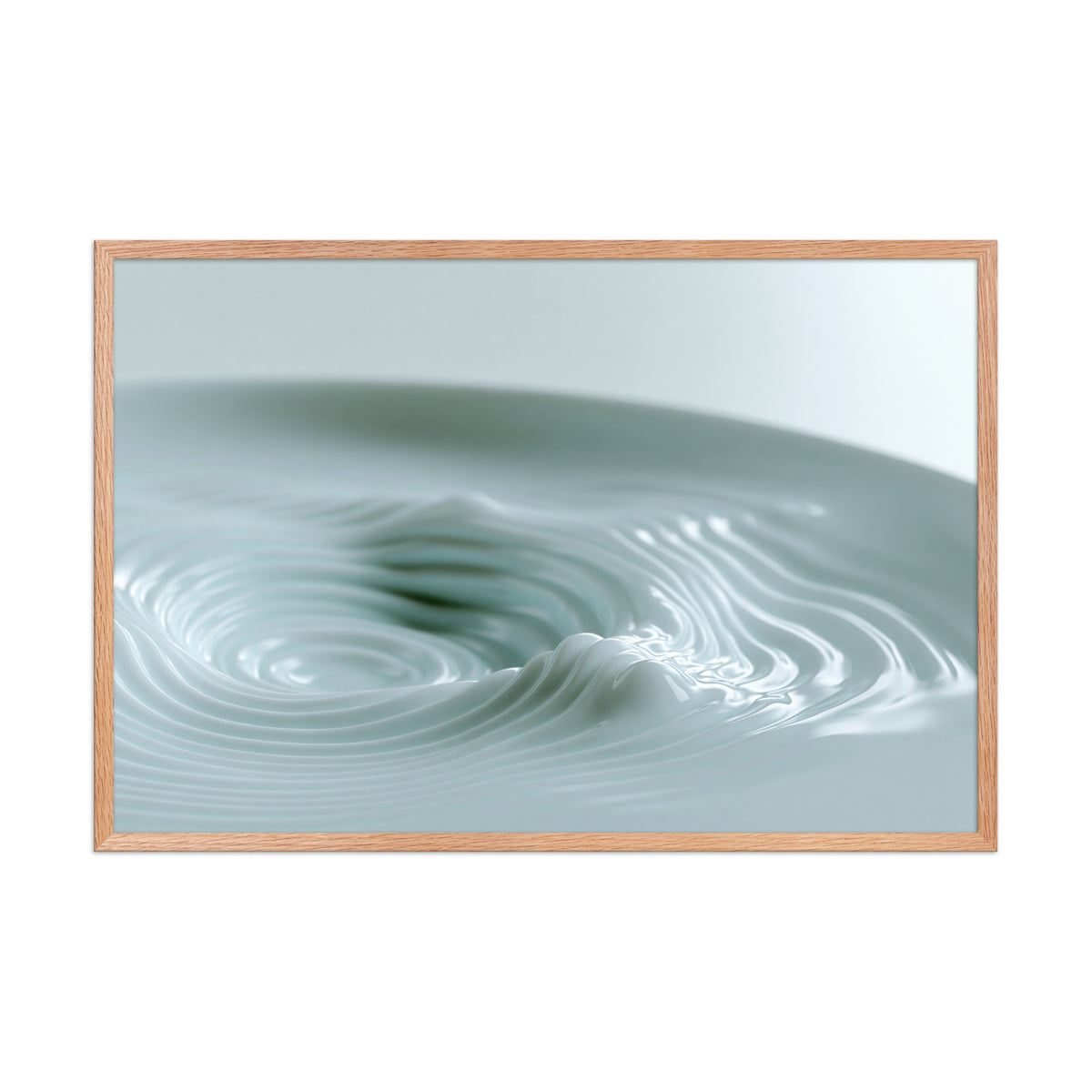 Still Water framed art in red oak frame, 24×36 inches