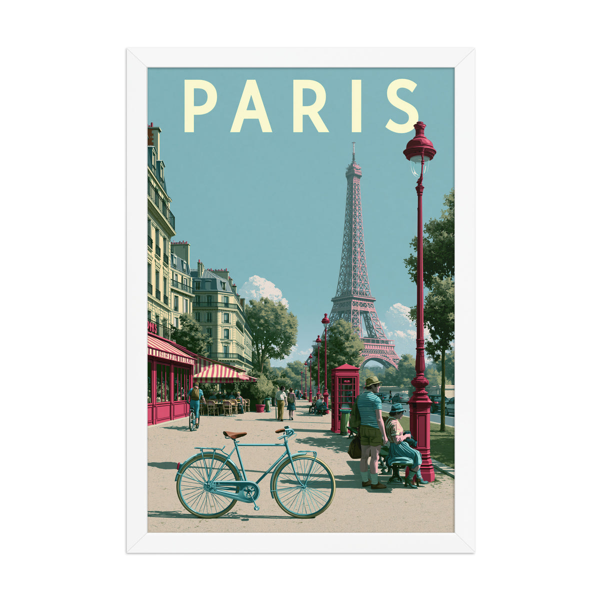 Paris framed art in white frame, 12×18 inches