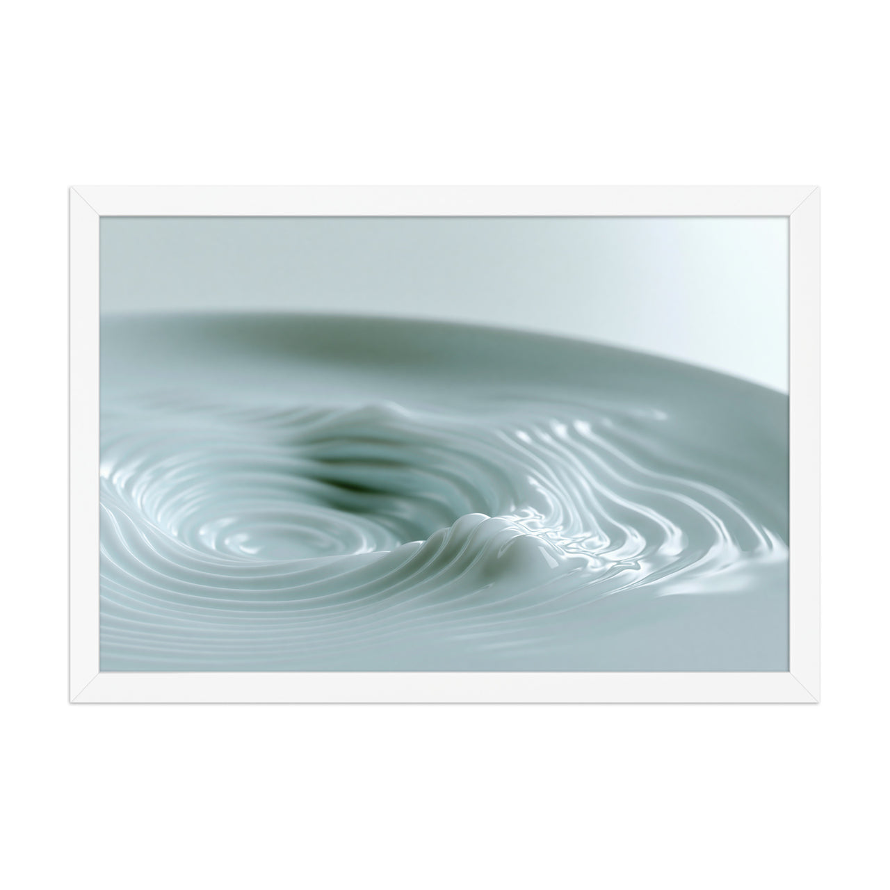Still Water framed art in white frame, 12×18 inches