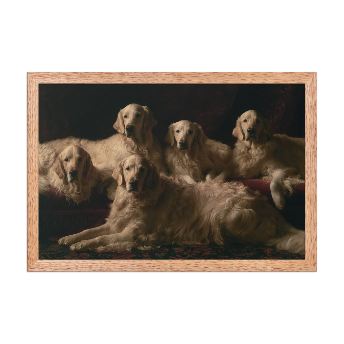 Good Company framed art in red oak frame, 12×18 inches
