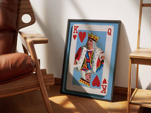 King of Hearts framed art in a warm modern interior