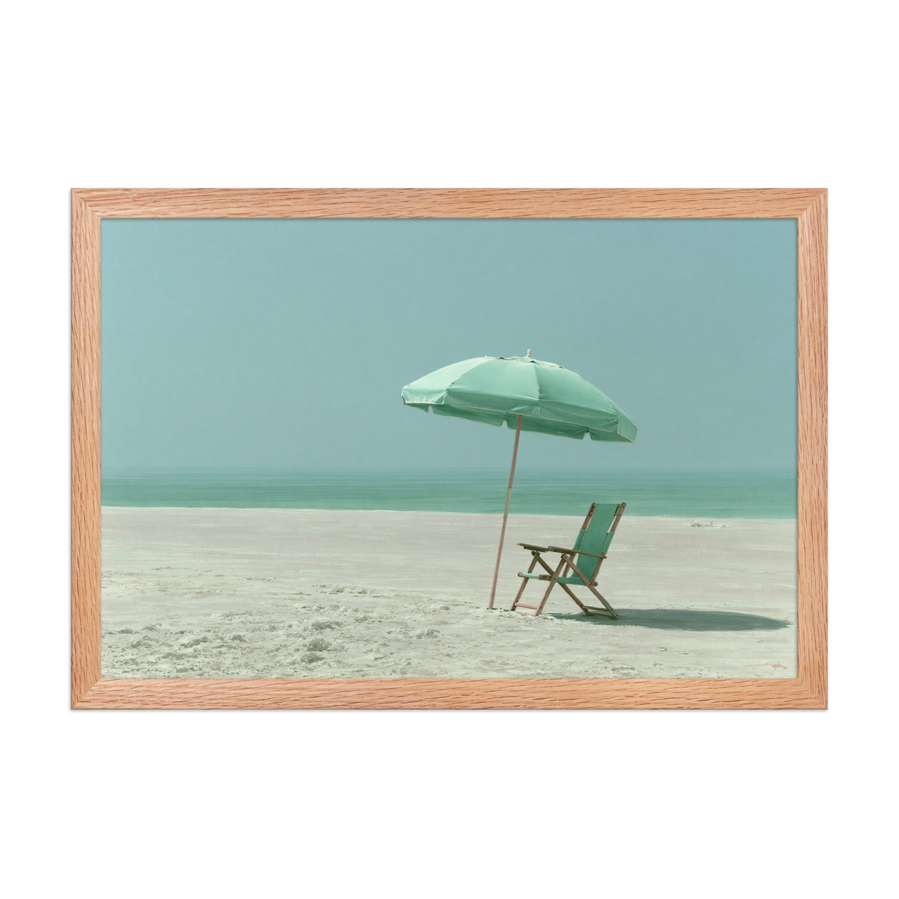 Low Tide framed art in red oak frame, 12×18 inches