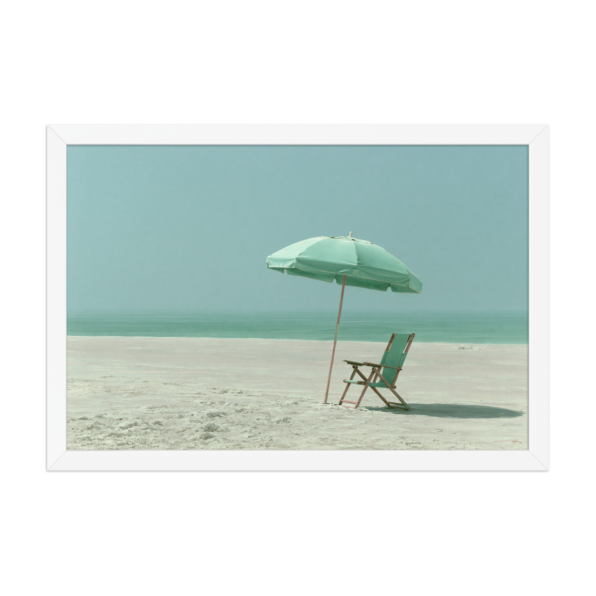 Low Tide framed art in white frame, 12×18 inches