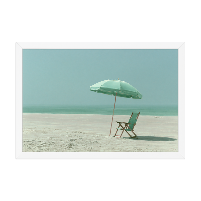 Low Tide framed art in white frame, 12×18 inches