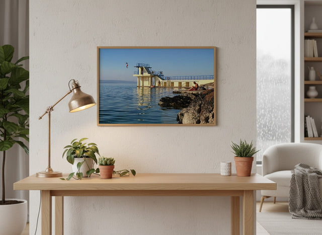 Salthill framed wall art above a console table