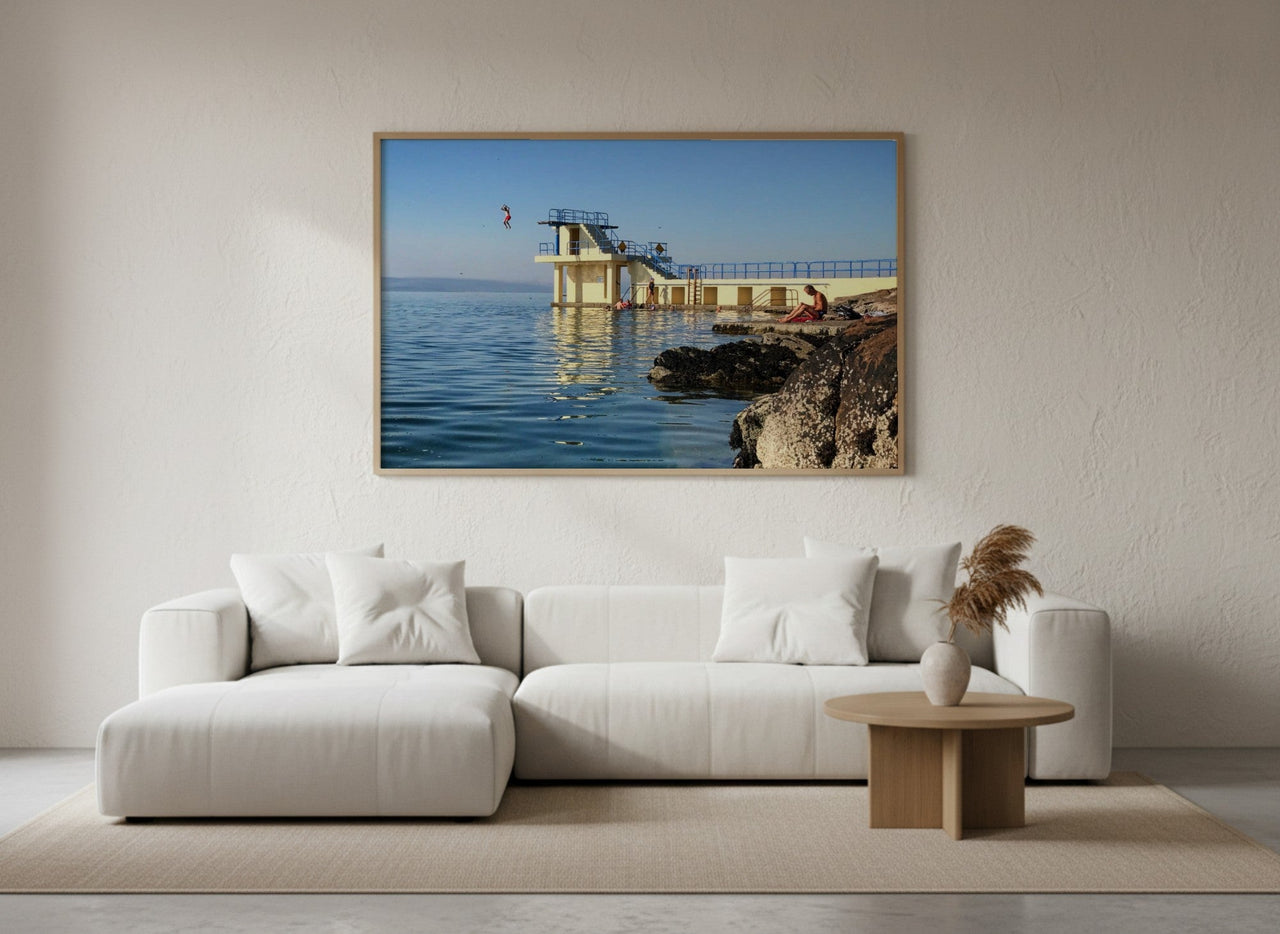 Salthill framed wall art in a bright living room